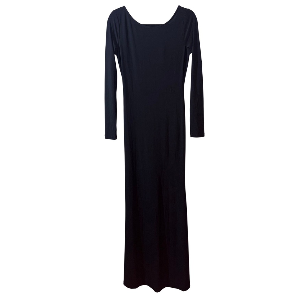 Vintage 90s Grunge Body Con Windsor Maxi Dress Women L Black Made in USA